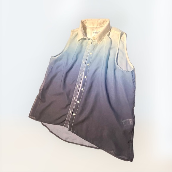 ๐ข5/$25 Aeropostale Sheer Button Down Blue Blouse Sleeveless Collar - Picture 3 of 10